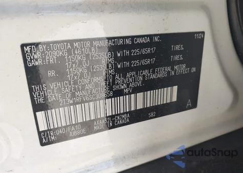 2025 Toyota Rav4 Xle z USA, uszkodzony, nr VIN 2T3W1RFV6SC308658